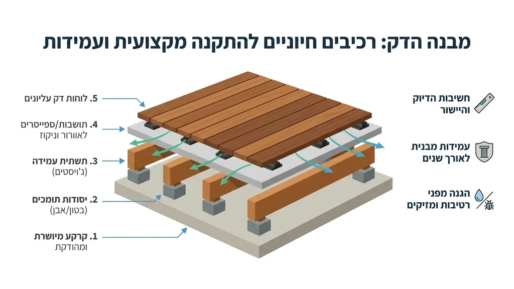 תהליך מקצועי של התקנת משטח עץ