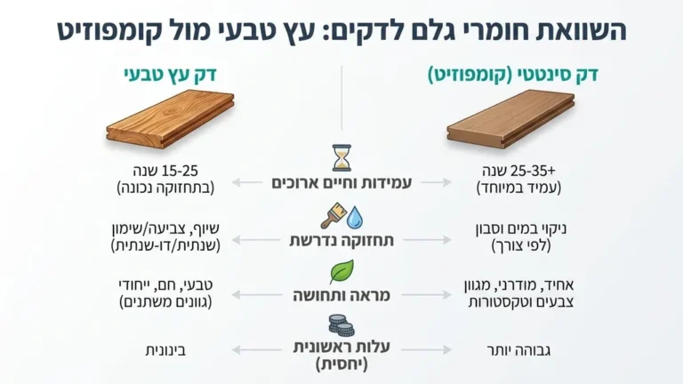 דק עץ יוקרתי בחצר פרטית ברעננה בעיצוב מודרני